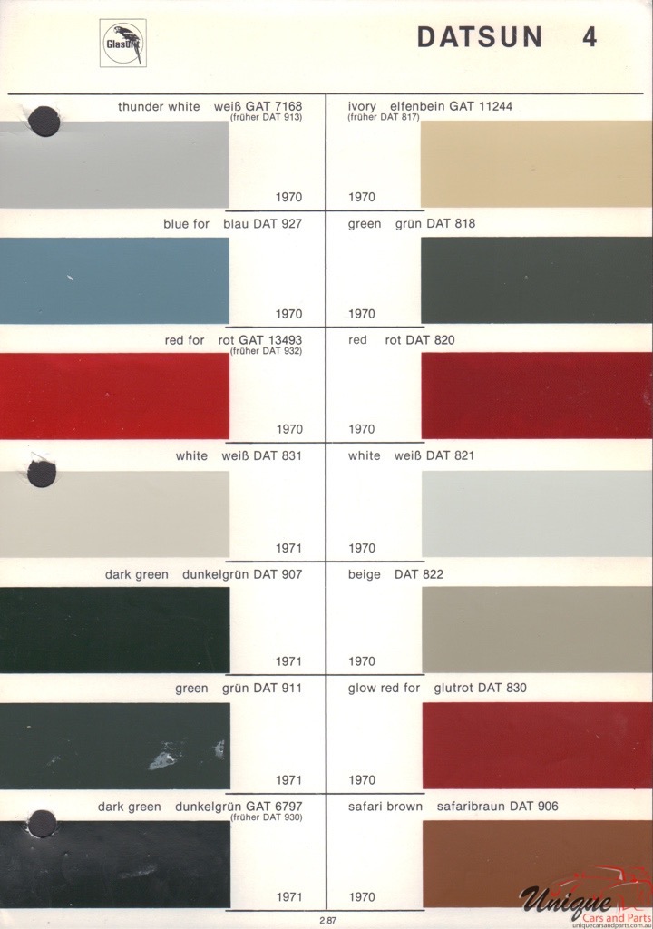 1970 Datsun Paint Charts Glasurit 1